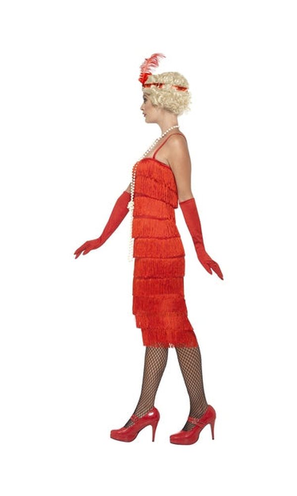 1920s Long Red Flapper Costume Small Only