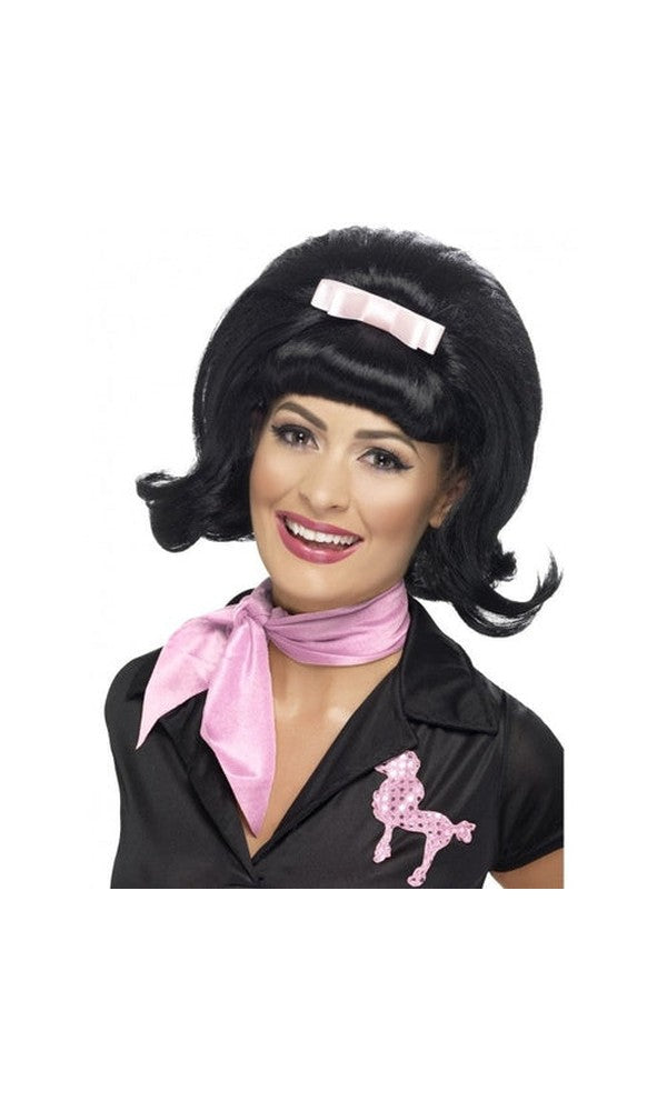 1950s Black 50's Flicked Beehive Bob