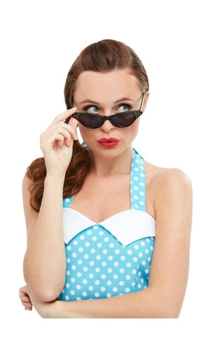 1950s Style Rock & Roll Sunglasses, Black