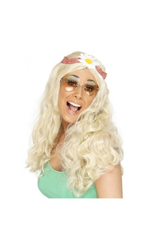 1960s Groovy Wig, Blonde, with Daisy Headband