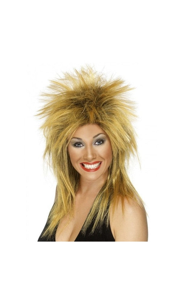 1980s Ginger and Black Mullet Rock Diva Wig