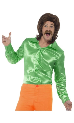 60s 70s Green Disco Shirt For Adults