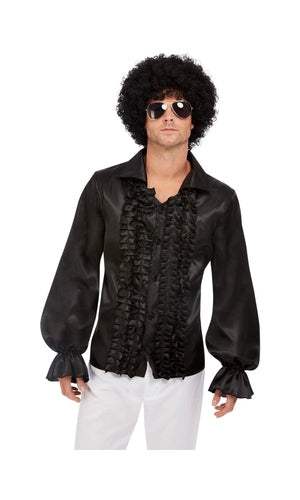 60s Ruffled Shirt, Black
