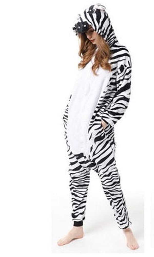 Adult Onesie Zebra Costume Medium