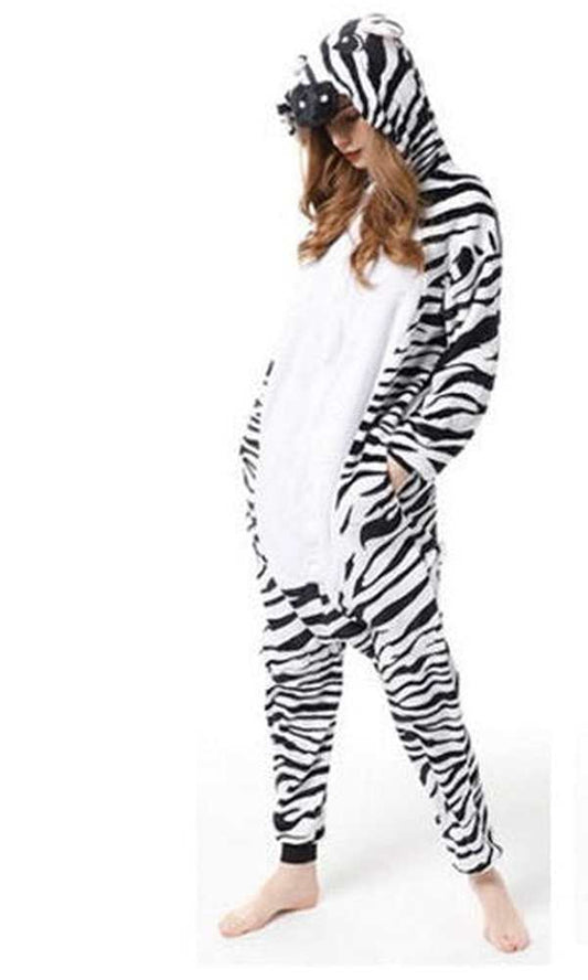 Adult Onesie Zebra Costume Medium