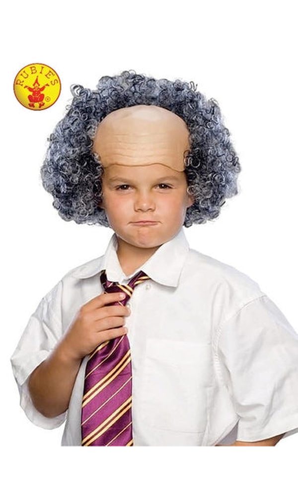 BALD WIG WITH GREY CURLY SIDES - CHILD