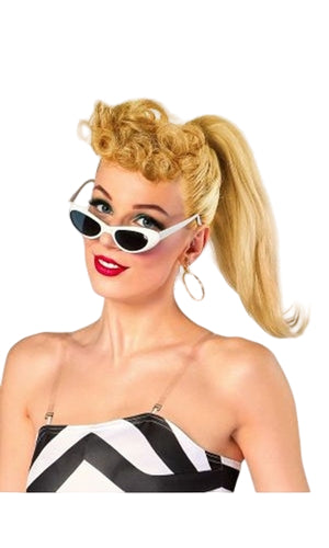 1950s White Sunglasses & Hoop Earrings