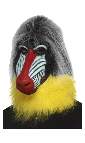 Baboon Mask, Grey, Latex, Full Overhead
