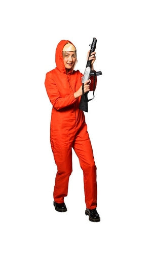 Bank Robber Costume Money Heist Womens Red Overalls