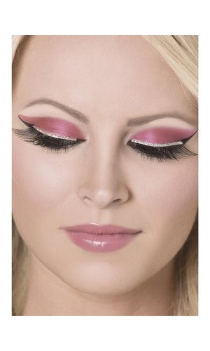 Black Eyelashes with Silver Glitter