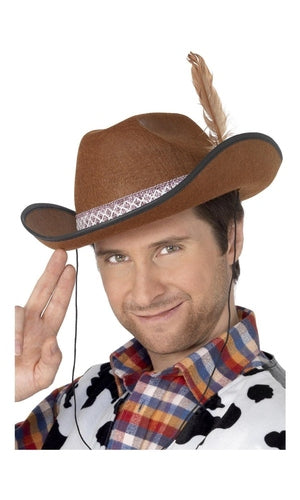 COWBOY Dallas Hat, Brown, Felt with Feather
