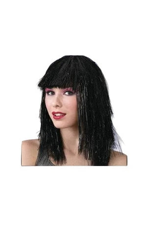 DELUXE BLACK TINSEL WIG