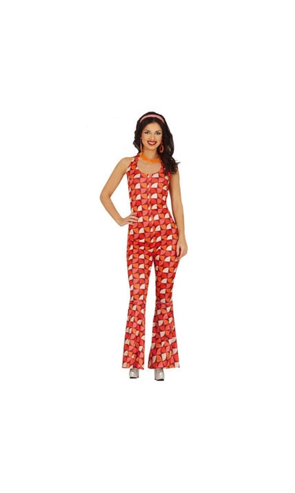 DISCO JUMPSUIT RED COSTUME FOR ADULTS
