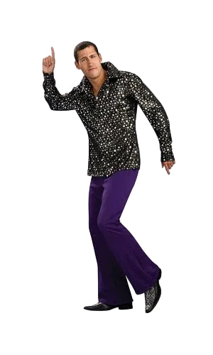 DISCO SHIRT - BLACK WITH SILVER STARS, ADULT