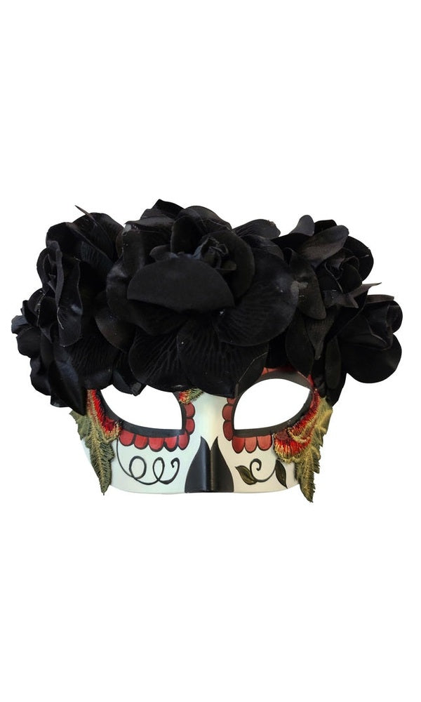 Day of the Dead Black Flowered Eye Mask