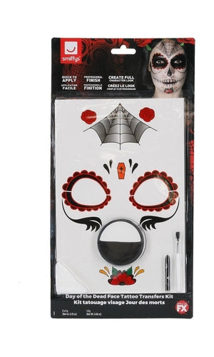 Day of the Dead Face Tattoo Transfers Kit