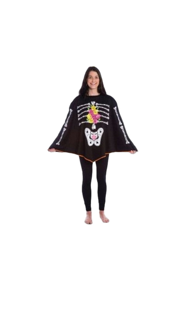 Day of the Dead Poncho Womens