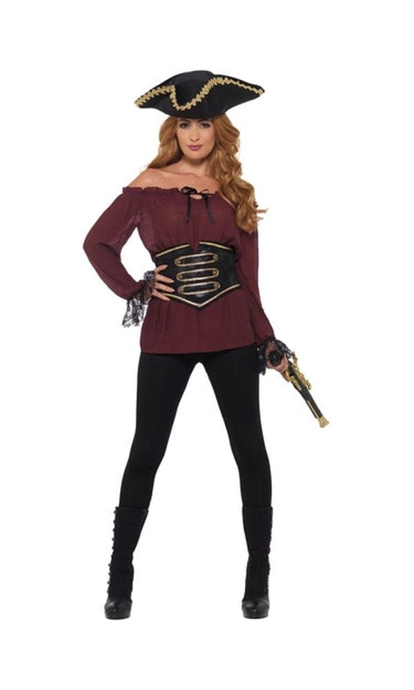 Deluxe Pirate Shirt, Ladies, Burgundy