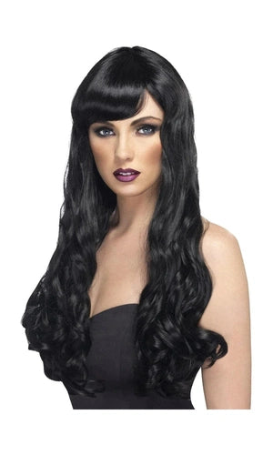 Desire Long Curly Wig with Fringe Black