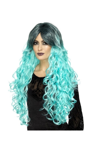 GOTHIC GLAMOUR WIG, TEAL GREEN