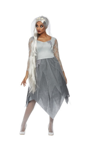Grey Graveyard Bride Costume For Adults