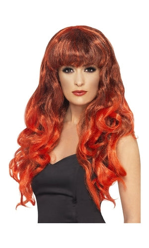 Long Curly Red and Black Siren Wig