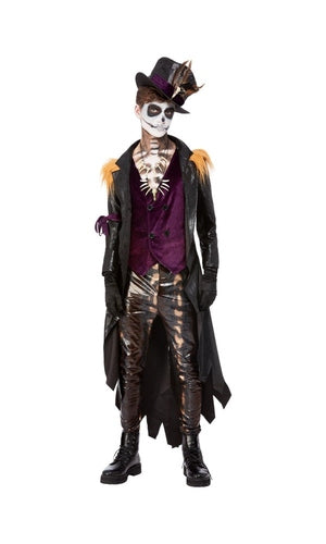 Mens Deluxe Voodoo Witch Doctor Costume, Black & Purple