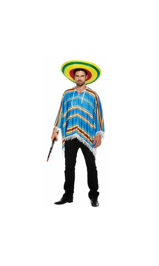 Mexican Poncho Blue For Adults