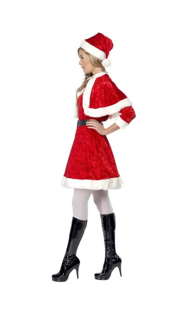 Miss Santa Dress Costume with Cape