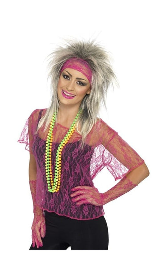 Neon Pink Lace Net Vest