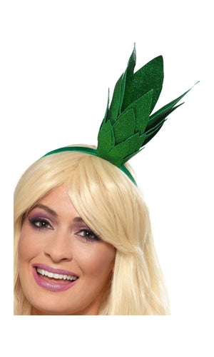 Pineapple Stalk Glitter Headband, Green