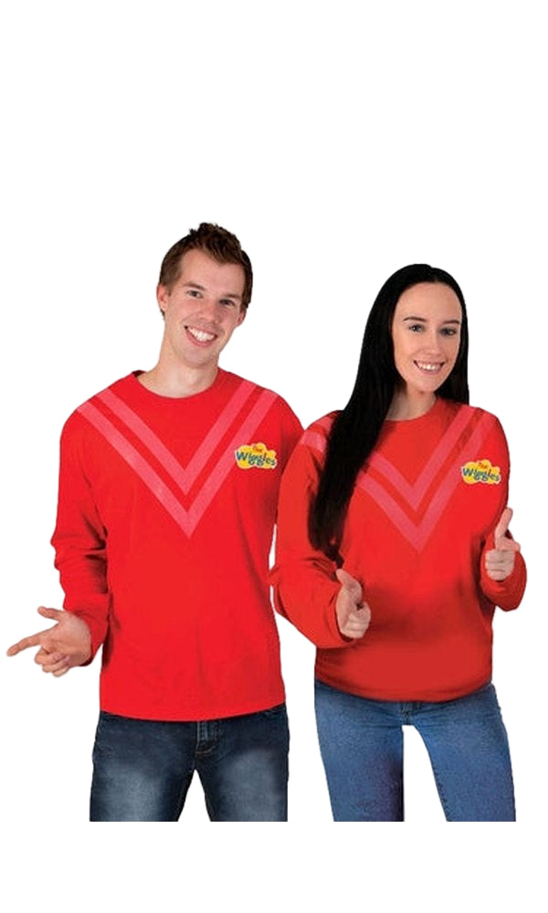 RED WIGGLE COSTUME TOP, ADULT UNISEX