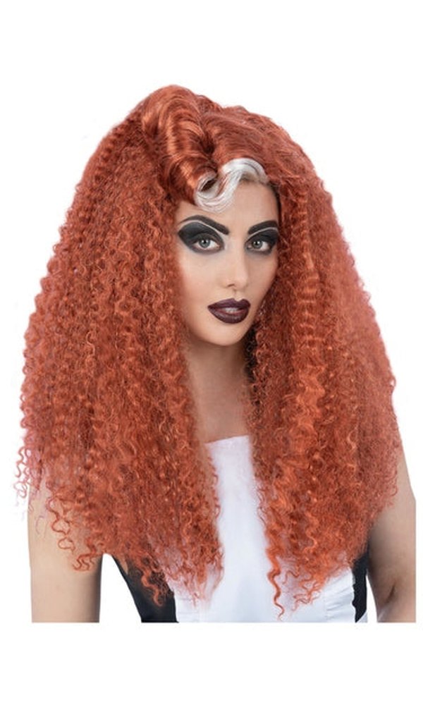 Rocky Horror Show Magenta Wig, Long, Wavy with Victory Roll
