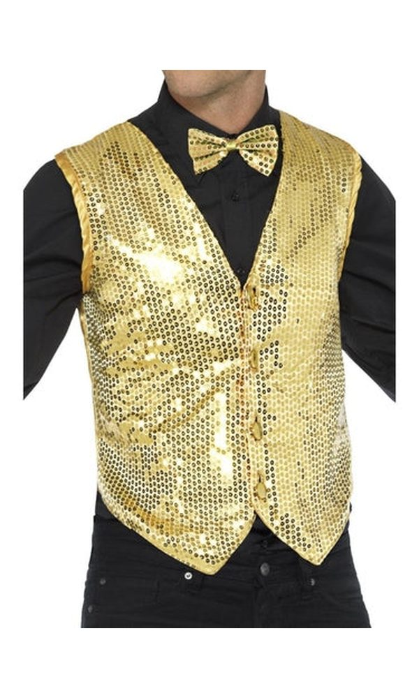 Sequin Waistcoat Gold
