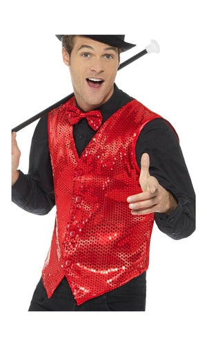 Sequin Waistcoat, Red Small
