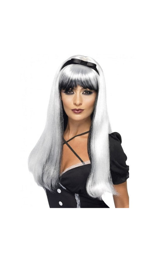Silver over Black Bewitching Wig For Adults