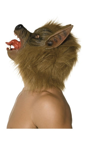 Wolf Mask, Brown, Overhead, Latex