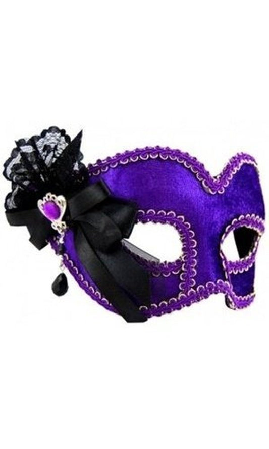 Masquerade Mask - Purple w/Side Ribbon
