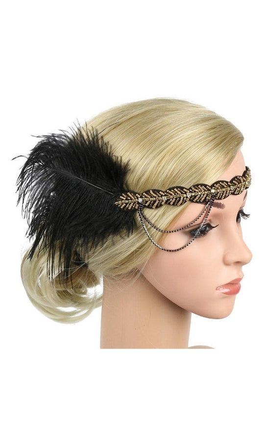 1920S VINTAGE GATSBY PARTY HEADPIECE WOMEN FLAPPER FEATHER HEADBAND