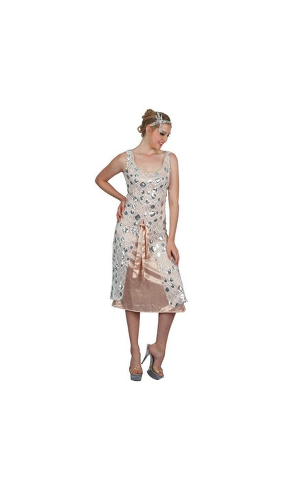 1920s Gold Flapper Dress Costume For Adults