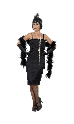 1920s Long Black Flapper Costume For Adults