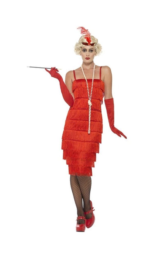 1920s Long Red Flapper Costume For Adults