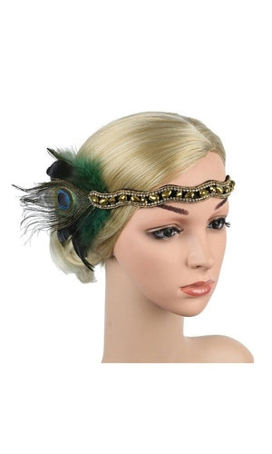 1920s Vintage Gatsby Party Headband Green