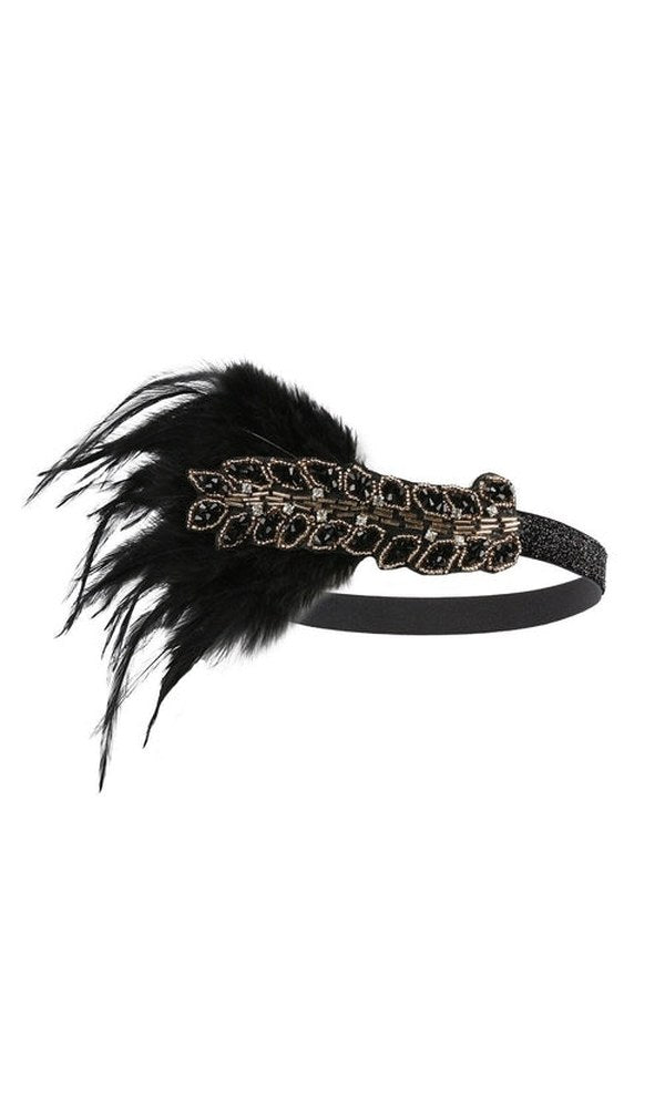 1920s Vintage Gatsby Party Headpiece Feather Headband Leaf