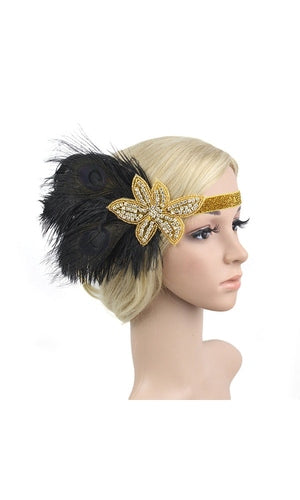 1920s Vintage Gatsby Party Headpiece Women Flapper Headband Gold Flower