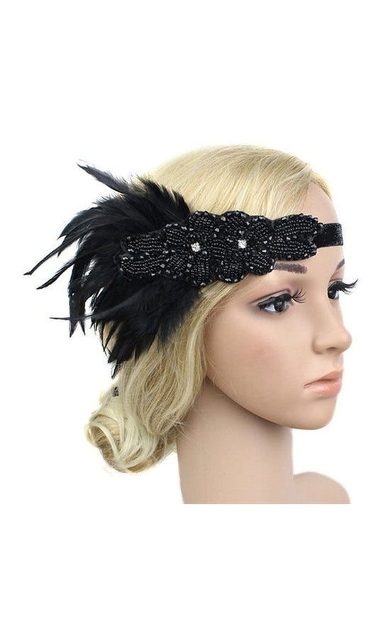 1920s Vintage Headband Black