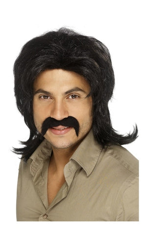 1970s Black Retro Wig Mens