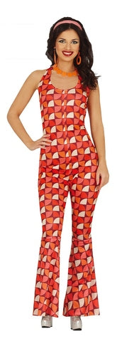 1970s DISCO JUMSPUIT ORANGE / RED