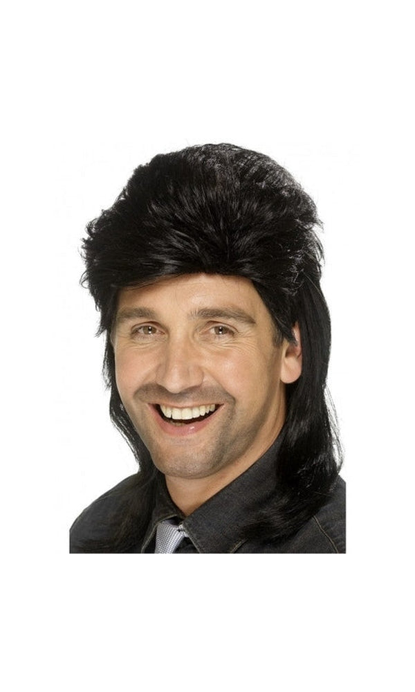 1980s Black Mullet Wig