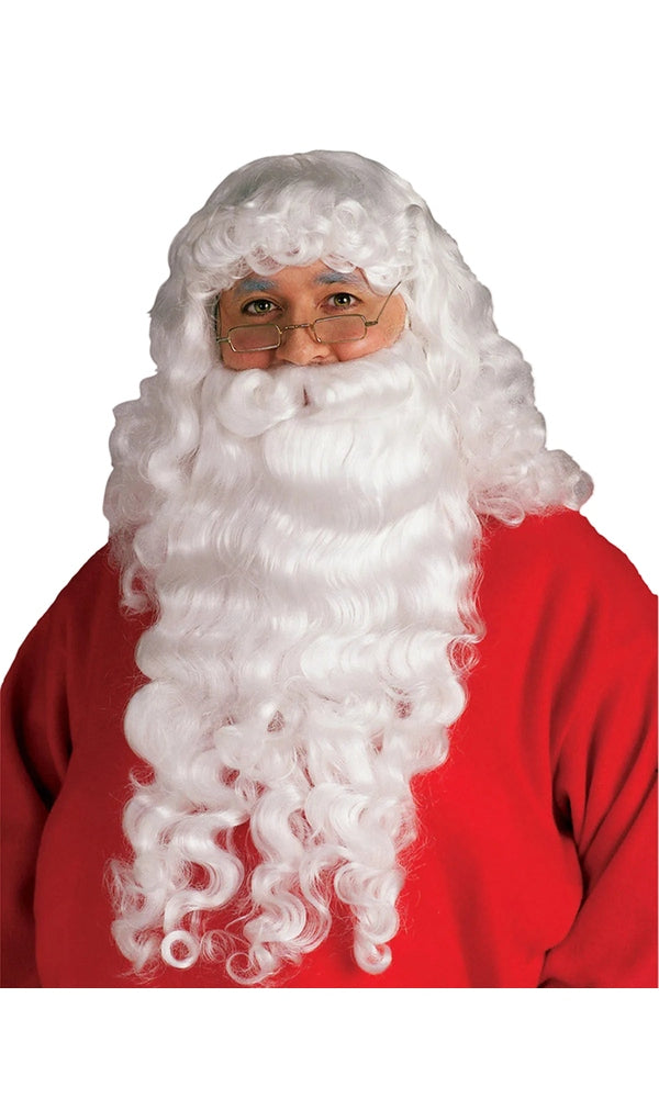 SANTA PLUSH BEARD & WIG SET – ADULT